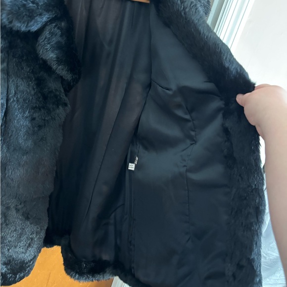 90s vintage Elegant Black Rabbit Fur Teddy Jacket - Picture 7 of 7